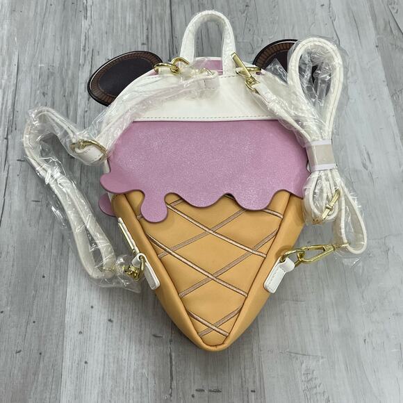 Loungefly X LASR Disney Minnie Ice Cream Convertible Mini Backpack Crossbody Bag - Picture 4 of 14